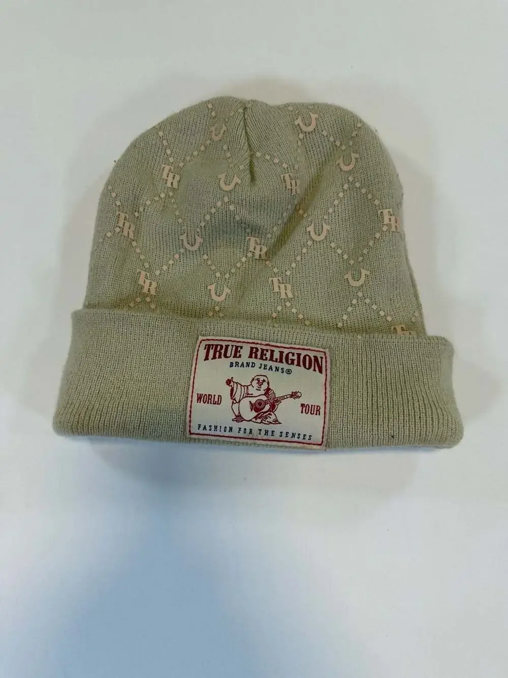 True Religion World Tour Logo Knit Beanie Hat